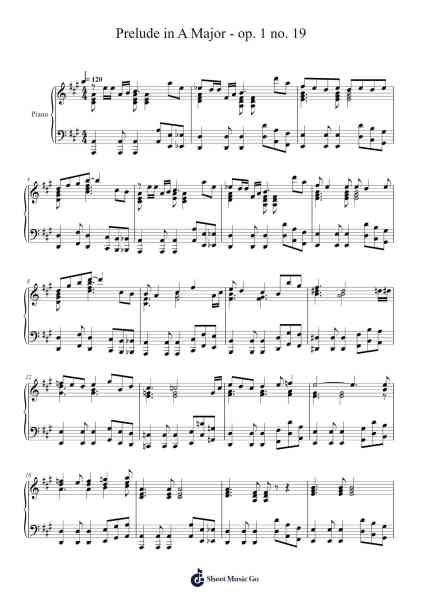 Prelude in A Major, Op. 1 No. 19 Sheet Music by Jayps-Arr.Wano'neil Orn