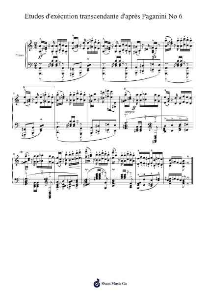 Etudes d'exécution transcendante d'après Paganini No. 6: Variation 3 乐谱由 Franz Liszt - 编曲 Hornker