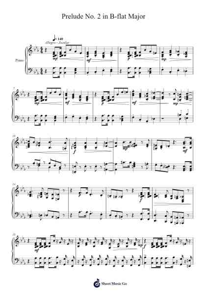 Prelude No. 2 in B-flat Major Sheet Music by Woolmag-Arr.Xefunk Huttrick