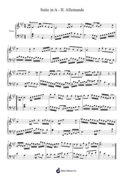 Suite in A - II. Allemande Sheet Music by Melvin Zamora Jr.-Arr.Blansid Pashaw
