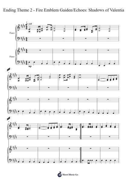 Ending Theme 2 - Fire Emblem Gaiden/Echoes: Shadows of Valentia Sheet Music by Gasley Flowerrid-Arr.Binghugh