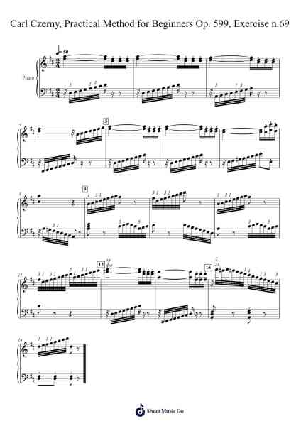 Practical Exercises For Beginners, Op. 599, No. 69 Sheet Music by Carl Czerny-Arr.Roymens