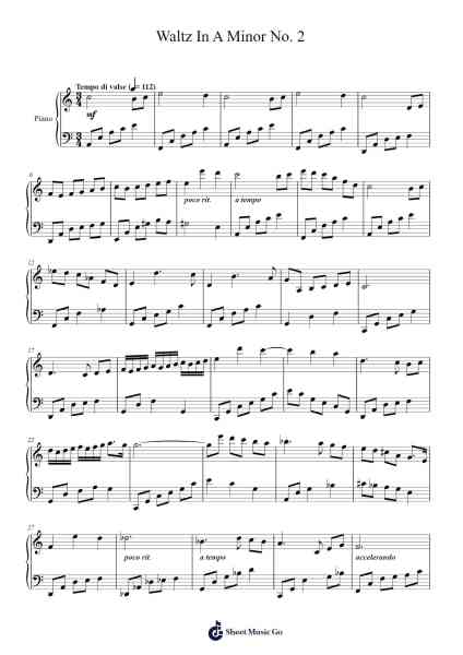 Waltz in A Minor, No. 2 Sheet Music by Vioo'neil-Arr.Ianruth Xalain
