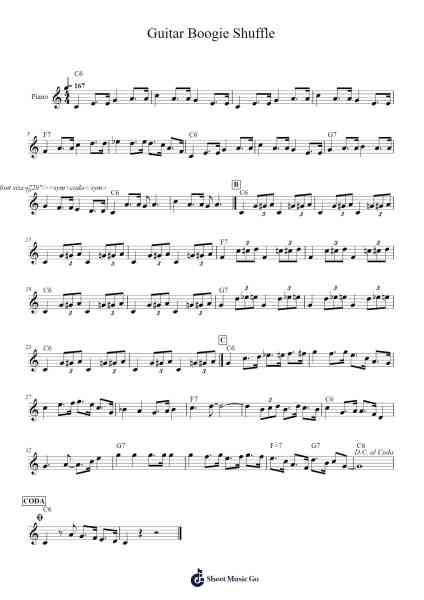 Guitar Boogie Shuffle Sheet Music by The Virtues-Arr.Graycie Scob