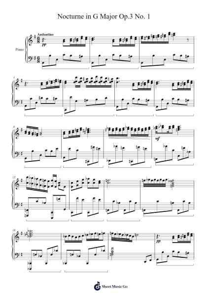 Nocturne in G Major Op.3 No. 1 Ноты для фортепиано от undefined-Arr.Marmo