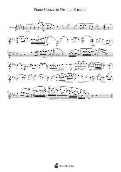 Piano Concerto No 1 in E minor Sheet Music by Wyattto Toursnions-Arr.Springlome Xebloor
