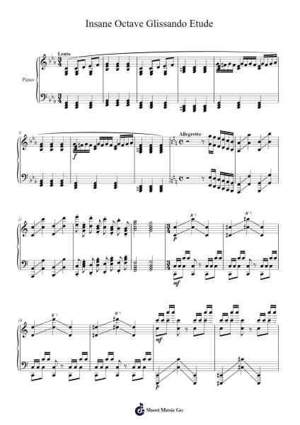 Insane Octave Glissando Etude Sheet Music by James Wei-Arr.Huxdia