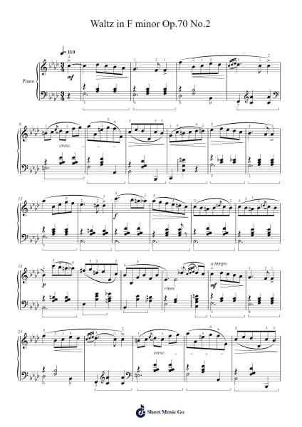 Waltz in F Minor, Op. 70, No. 2 Sheet Music by Frédéric Chopin-Arr.Roxanses Newmorse