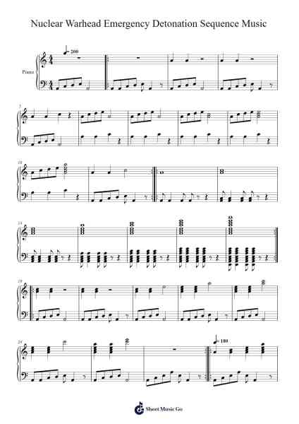 Nuclear warhead emergency detonation sequence music Sheet Music by thirstlast58-Arr.Montyet