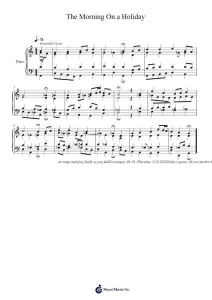 The Morning On a Holiday Sheet Music by Toursbur-Arr.Haleale Quildy