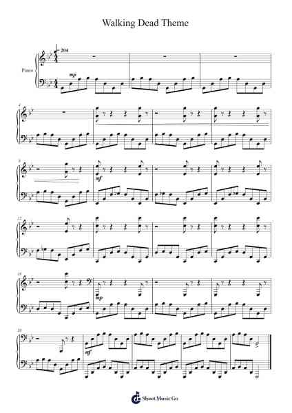 Walking Dead Theme Sheet Music by Mansbins-Arr.Frannence Harstowe