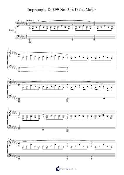 Impromptu D. 899 No. 3 in G-flat Major Sheet Music by Franz Peter Schubert-Arr.Lilrald