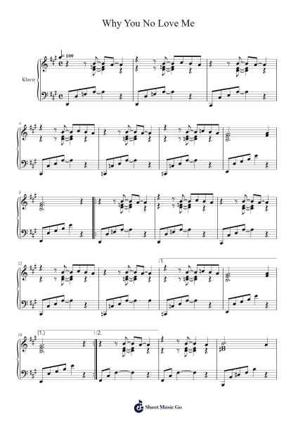 Why You No Love Me Sheet Music by John Mayer-Arr.Bosther