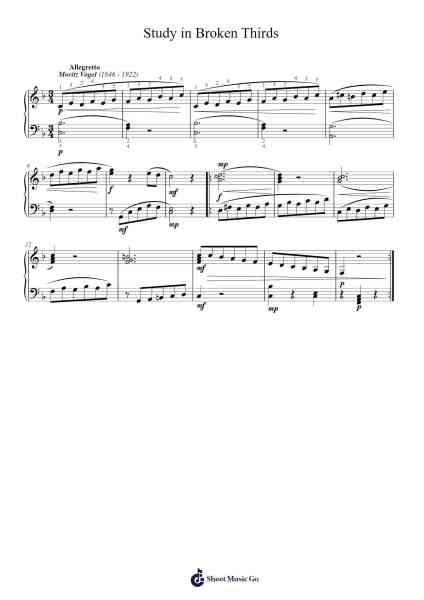 Study in Broken Thirds by Moritz Vogel Sheet Music by Moritz Vogel-Arr.Pulsing