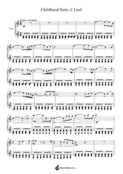 Childhood Suite, I. Lied Sheet Music by Genegreve Lousnow-Arr.Glalain Borhys