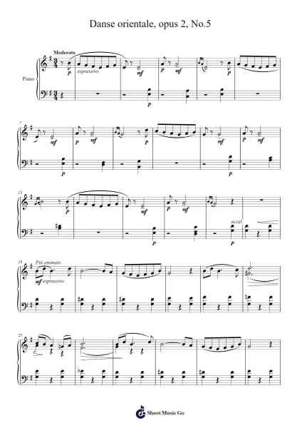 Danse orientale, Op. 2, No. 5 Sheet Music by Vladimir Rebikov-Arr.Yalegus