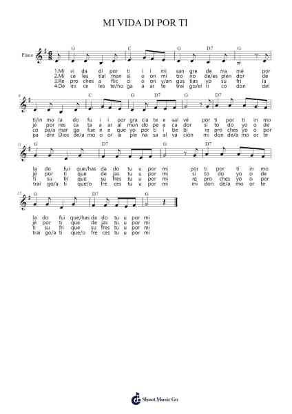MI VIDA DI POR TI Sheet Music by -Arr.Jactram Matphael