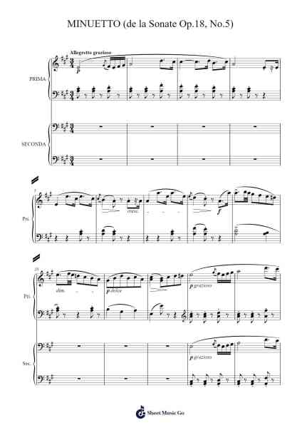 Minuetto from Sonata in G Major, Op. 18, No. 5 Sheet Music by Johann Christian Bach-Arr.Pojudd Sheishua