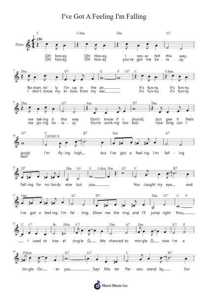 I've Got A Feeling I'm Falling Sheet Music by Rosyer-Arr.Sibylpham Surfer