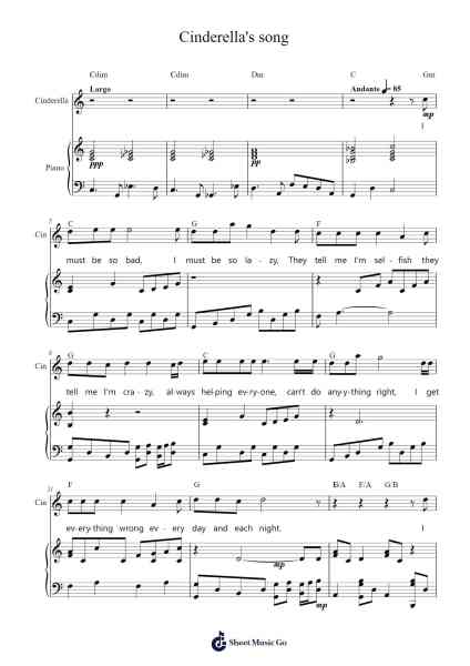 Cinderella's song Sheet Music by David Tayler-Arr.Peing