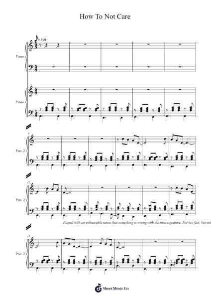How To Not Care Sheet Music by Mars Lu-Arr.Faithevice