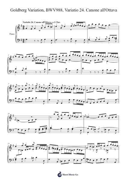 Goldberg Variations, BWV 988: Variatio 24 Canone all'Ottava. a 1 Clav. Sheet Music by Johann Sebastian Bach-Arr.Petmann Omaud