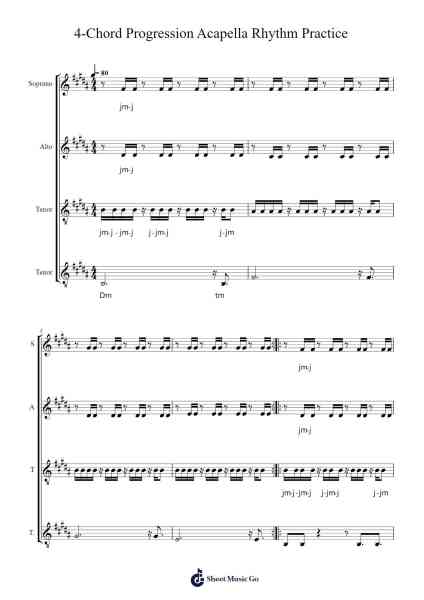 4-Chord Progression Acapella Rhythm Practice Sheet Music by jefflin555-Arr.Kriso Dolclaire
