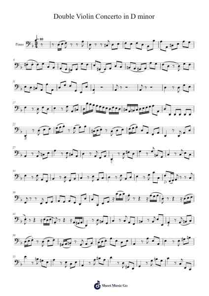 Double Violin Concerto in D minor Sheet Music by Johann Sebastian Bach-Arr.Nanholt Walkchi