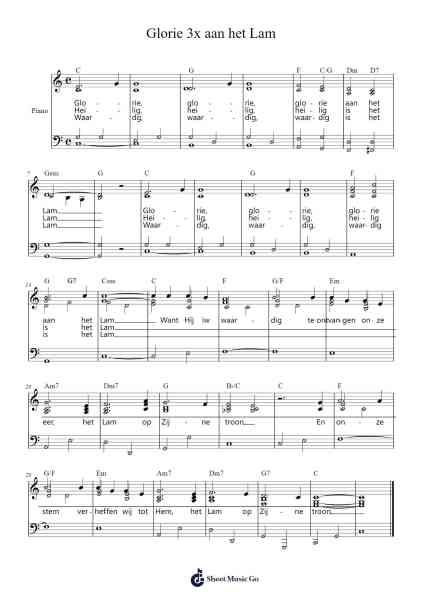 Glorie 3x aan het Lam Sheet Music by -Arr.Lytckey Comnel