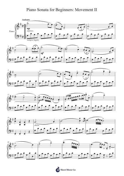 Piano Sonata for Beginners: Movement II Sheet Music by idontknowwhattonamemyself-Arr.Lynstrong Derlard