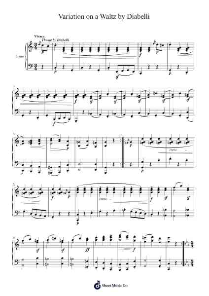 Variation on a Waltz by Diabelli, S. 147 Sheet Music by Franz Liszt-Arr.Virgreg