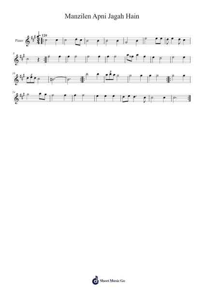 Manzilen Apni Jagah Hain Sheet Music by Kishore Kumar-Arr.Losopp Webslin