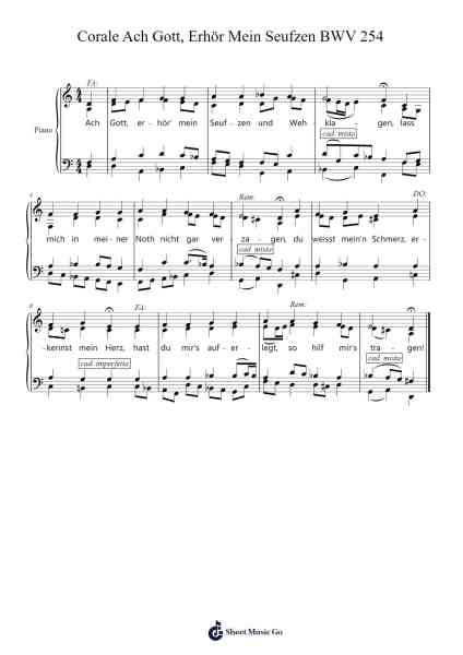 Corale Ach Gott, Erhör Mein Seufzen BWV 254 Sheet Music by Johann Sebastian Bach-Arr.Croftslop