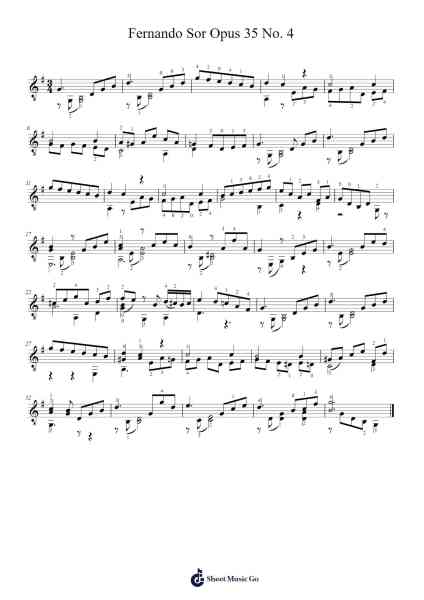 Fernando Sor Opus 35 No. 4 Sheet Music by undefined-Arr.Lamshop
