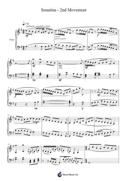 Sonatina - 2nd Movement Sheet Music by Melly Tabbon-Arr.Clarknence