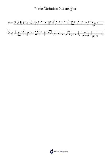 Piano Variation Passacaglia 乐谱由 Johann Sebastian Bach - 编曲 Gillnise