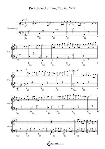 Prelude in A Minor, Op. 47 No. 14 Sheet Music by Gregson Lawvic-Arr.Macre Accer