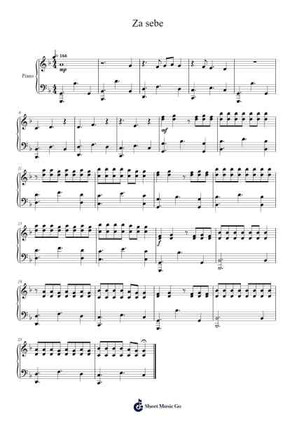 Za sebe Sheet Music by Grey256-Arr.Wilbeth