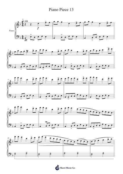 Piano Piece 13 Sheet Music by Boxurian-Arr.Hornjudd