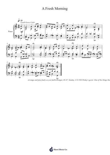 A Fresh Morning Sheet Music by Toursbur-Arr.Chrislus Edtience