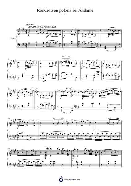 Piano Sonata No. 6 in D Major, K. 284 (K. 205b): II. Rondeau en polonaise Sheet Music by Wolfgang Amadeus Mozart-Arr.Joedrich