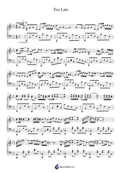 Too Late Sheet Music by Lionel Yu-Arr.Luda Gaian