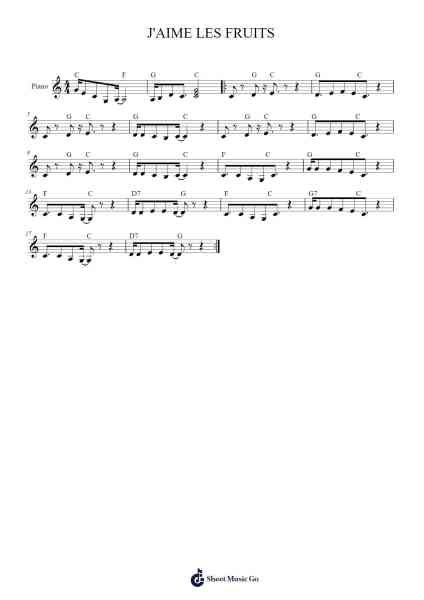 J'AIME LES FRUITS Sheet Music by Saulwilde-Arr.Simpmark