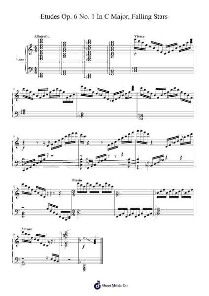 Etudes Op. 6 No. 1 in C Major "Falling Stars" 乐谱由 Charles Evans - 编曲 Xesar