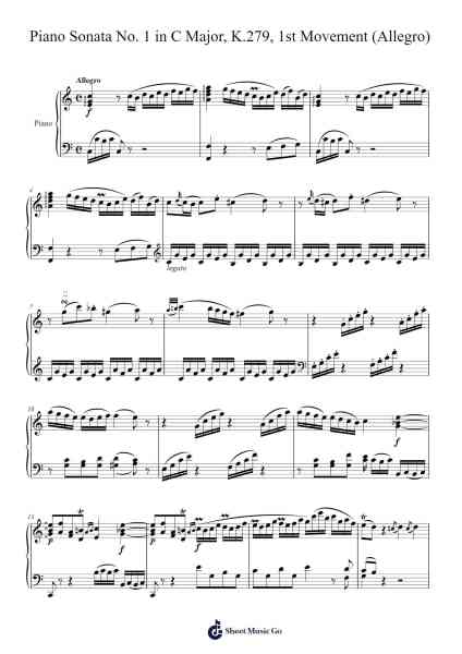 Piano Sonata No. 1 in C Major, K.279, 1st Movement (Allegro) Sheet Music by Wolfgang Amadeus Mozart-Arr.Leifclaire Frankbrooke