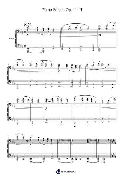 Piano Sonata Op. 11: II. Sheet Music by Chertroy-Arr.Everal Baurell