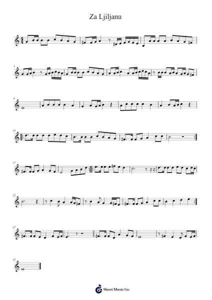 Za Ljiljanu Sheet Music by Unknown author-Arr.Hoonell Norusk