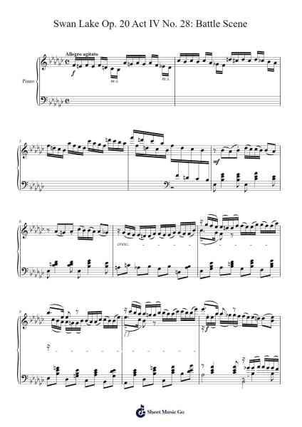 Swan Lake Op. 20, Act IV, No. 28: Battle Scene Sheet Music by Pyotr Ilyich Tchaikovsky-Arr.Pipril