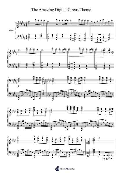 The Amazing Digital Circus Theme Sheet Music by -Arr.Steyule Lanceac