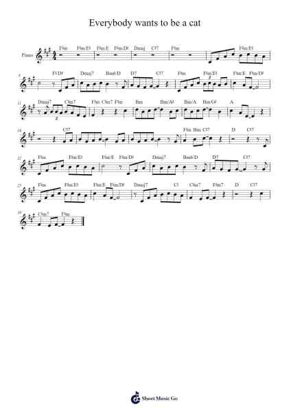 Everybody wants to be a cat Sheet Music by Misc Cartoons-Arr.Graril